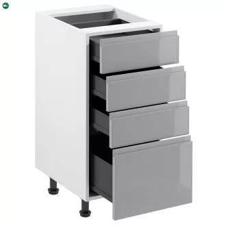   Alsószekrény, fehér/szürke extra magasfényű HG, AURORA D40S4