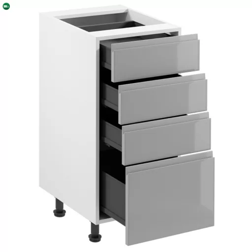 Alsószekrény, fehér/szürke extra magasfényű HG, AURORA D40S4
