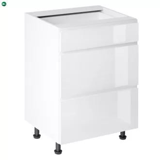   Alsószekrény, fehér/fehér extra magasfényű HG, AURORA D60S3