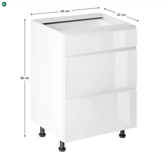   Alsószekrény, fehér/fehér extra magasfényű HG, AURORA D60S3