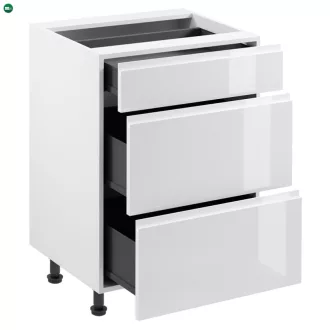  Alsószekrény, fehér/fehér extra magasfényű HG, AURORA D60S3