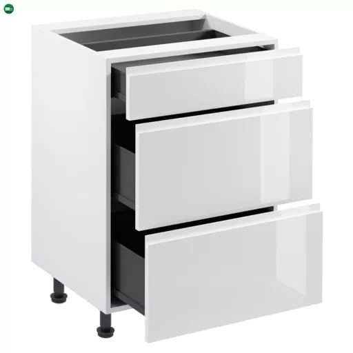 Alsószekrény, fehér/fehér extra magasfényű HG, AURORA D60S3