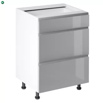   Alsószekrény, fehér/szürke extra magasfényű HG, AURORA D60S3