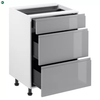   Alsószekrény, fehér/szürke extra magasfényű HG, AURORA D60S3