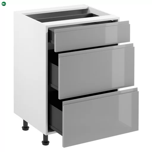 Alsószekrény, fehér/szürke extra magasfényű HG, AURORA D60S3