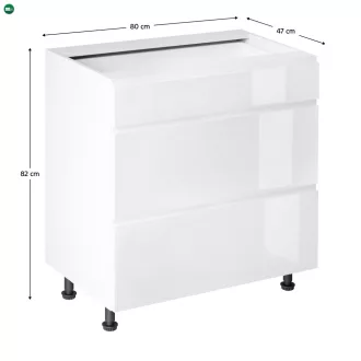   Alsószekrény, fehér/fehér extra magasfényű HG, AURORA D80S3