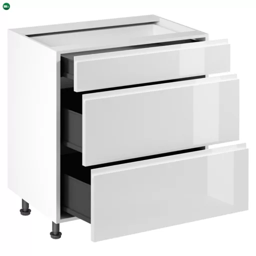 Alsószekrény, fehér/fehér extra magasfényű HG, AURORA D80S3