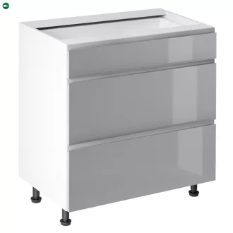   Alsószekrény, fehér/szürke extra magasfényű HG, AURORA D80S3