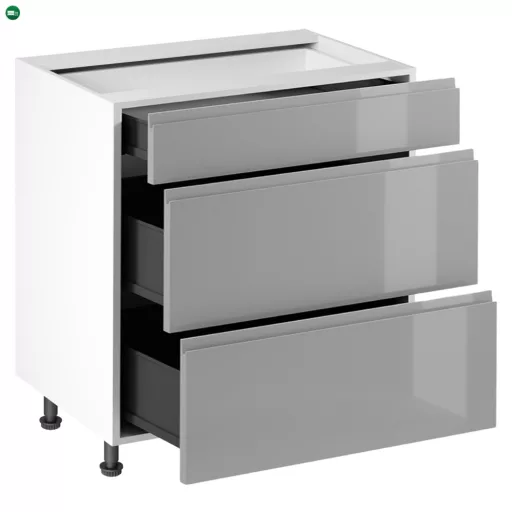 Alsószekrény, fehér/szürke extra magasfényű HG, AURORA D80S3