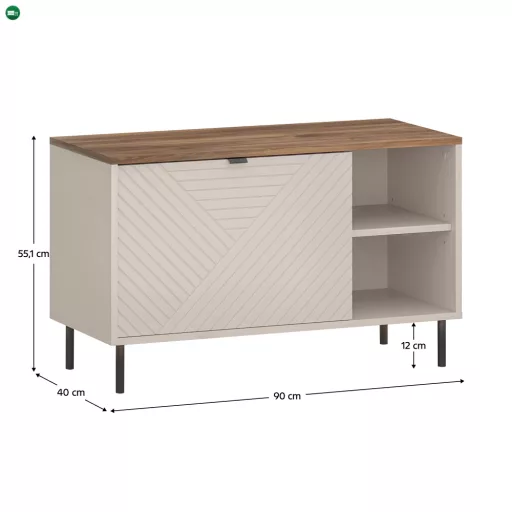 Cipősszekrény, kasmír/castello tölgy, EYCO 1K