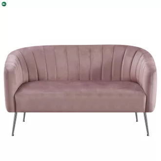   Design kétszemélyes kanapé, rózsaszín Velvet szövet/króm-ezüst, BAGY