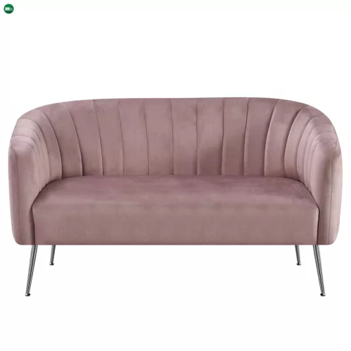 Design kétszemélyes kanapé, rózsaszín Velvet szövet/króm-ezüst, BAGY