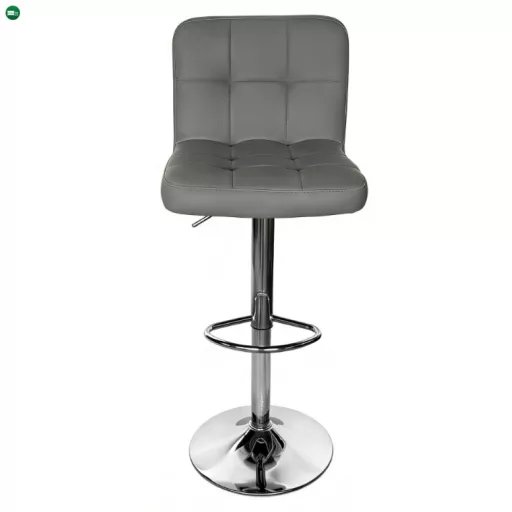 Bárszék, műbőr szürke/króm, KANDY 2 NEW