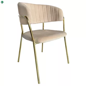   Design étkezőszék, bézs Velvet szövet/gold króm arany, DASMIN NEW TYP 1