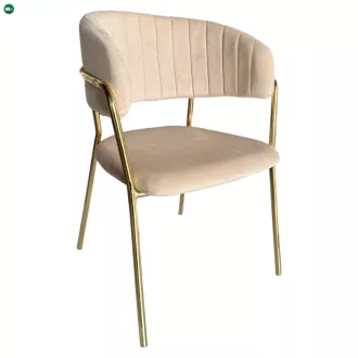   Design étkezőszék, bézs Velvet szövet/gold króm arany, DASMIN NEW TYP 1