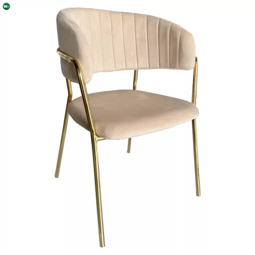 Design étkezőszék, bézs Velvet szövet/gold króm arany, DASMIN NEW TYP 1
