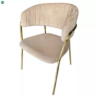   Design étkezőszék, bézs Velvet szövet/gold króm arany, DASMIN NEW TYP 1