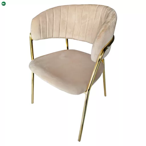 Design étkezőszék, bézs Velvet szövet/gold króm arany, DASMIN NEW TYP 1