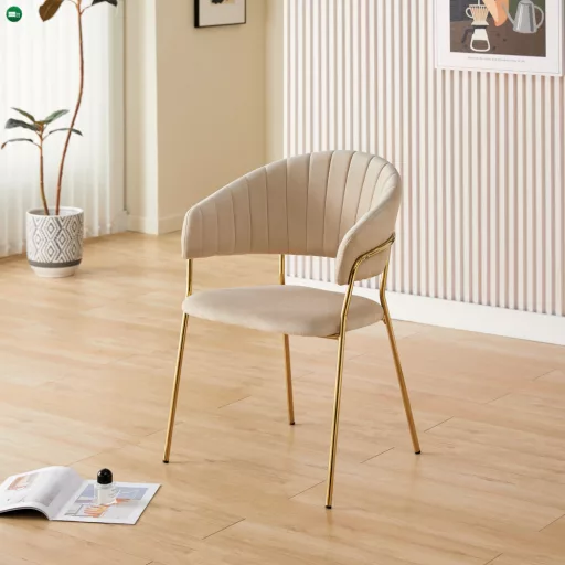 Design étkezőszék, bézs Velvet szövet/gold króm arany, DASMIN NEW TYP 1