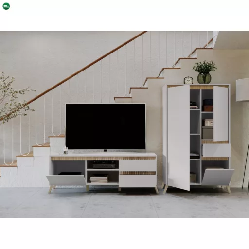 TV-asztal, kasmír/sonoma tölgy, LONGY RTV1K2So