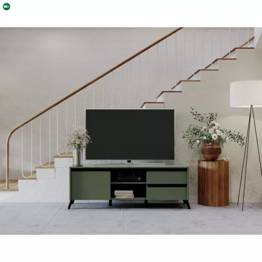 TV-asztal, smoke zöld/fekete, LONGY RTV1K2So