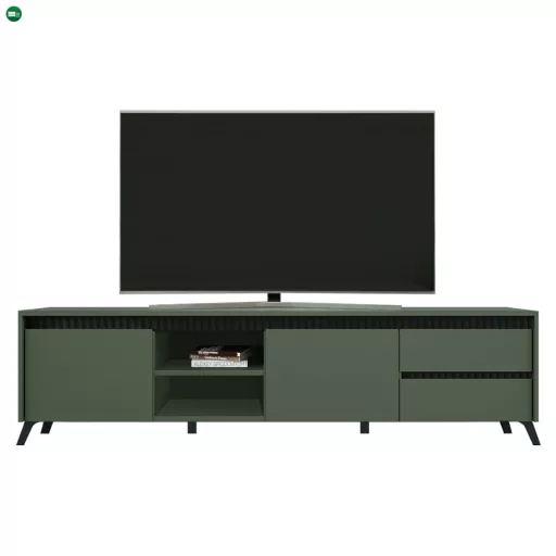 TV-asztal, smoke zöld/fekete, LONGY RTV2K2So