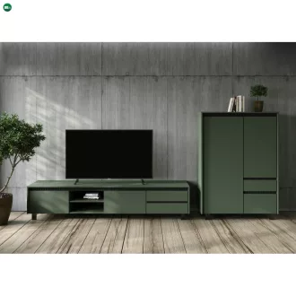 TV-asztal, smoke zöld/fekete, LONGY RTV2K2So