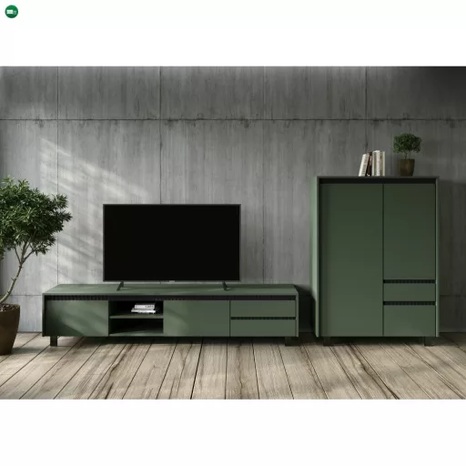 TV-asztal, smoke zöld/fekete, LONGY RTV2K2So