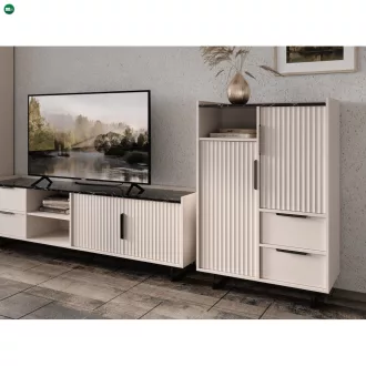 TV-asztal, kasmír/sötét márvány, FRESIO RTV2D2S