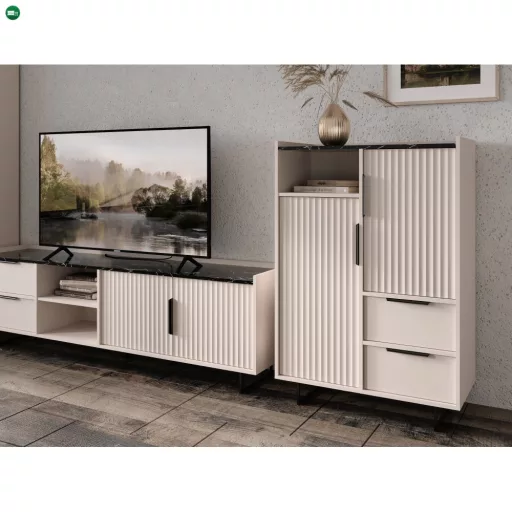 TV-asztal, kasmír/sötét márvány, FRESIO RTV2D2S