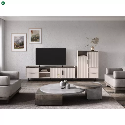 TV-asztal, kasmír/mink arvadonna gesztenye, FRESIO RTV2D2S