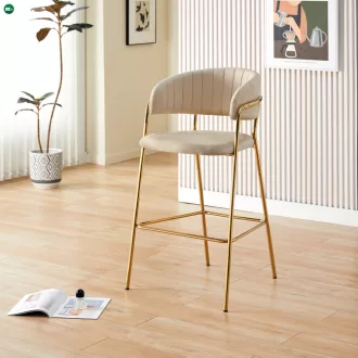   Design bárszék, bézs Velvet szövet/gold króm arany, DASMIN NEW TYP 2