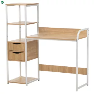 Univerzális PC asztal, tölgy/fehér, ELGIO