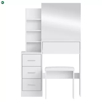 Fésülködőasztal puffal, fehér, RADAS