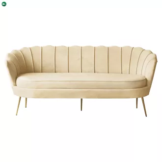   Luxus kanapé, 3 személyes, bézs Velvet szövet/arany, Art-deco, NOBLEO TYP 2