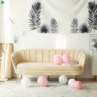   Luxus kanapé, 3 személyes, bézs Velvet szövet/arany, Art-deco, NOBLEO TYP 2