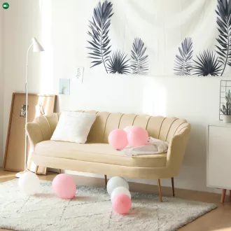   Luxus kanapé, 3 személyes, bézs Velvet szövet/arany, Art-deco, NOBLEO TYP 2