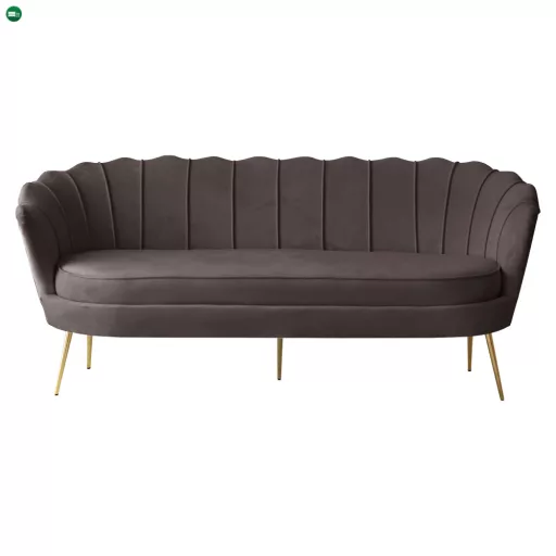 Luxus kanapé, 3 személyes, szürkésbarna Velvet szövet/arany, Art-deco, NOBLEO TYP 2