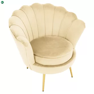   Art-deco stílusú fotel, bézs Velvet szövet/gold arany króm, NOBLEO