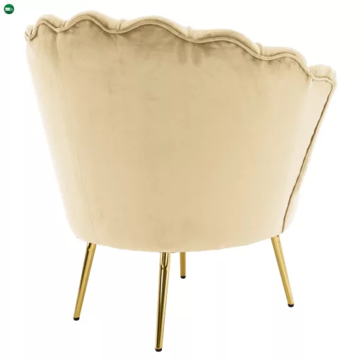 Art-deco stílusú fotel, bézs Velvet szövet/gold arany króm, NOBLEO