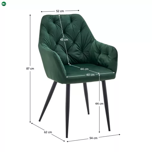 Design fotel, sötétzöld Velvet szövet, VERIO NEW