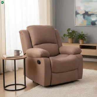 Állítható relaxáló fotel, barna szövet, ASKOY NEW