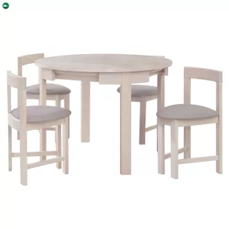   Étkezőgarnitúra 1+4, tömörfa, fehér faminta/szürkésbézs, DOMIO