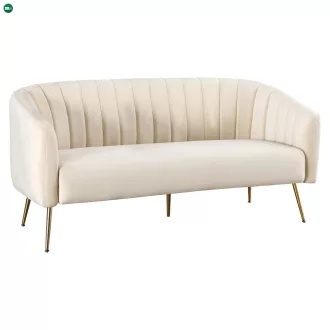   Design 3-as ülés kanapé, bézs Velvet szövet/gold króm-arany, BAGY