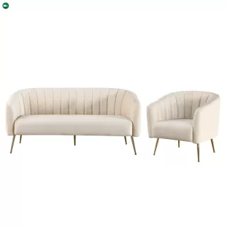   Design 3-as ülés kanapé, bézs Velvet szövet/gold króm-arany, BAGY