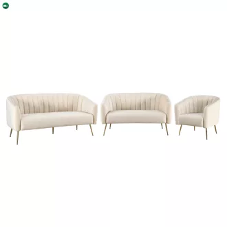   Design 3-as ülés kanapé, bézs Velvet szövet/gold króm-arany, BAGY