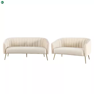   Design 3-as ülés kanapé, bézs Velvet szövet/gold króm-arany, BAGY
