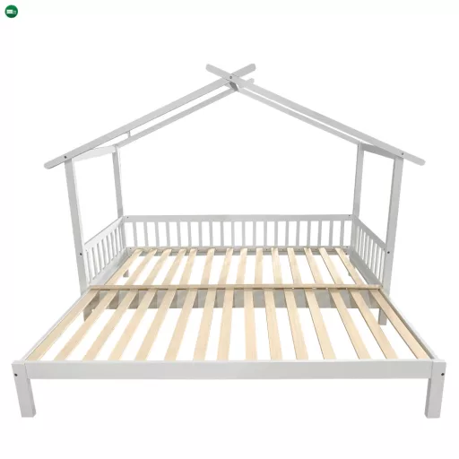 Montessori ágy pótággyal, fehér, 90x200, KESIO