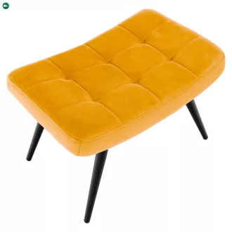 Fotel lábtartóval, sárga Velvet szövet/fekete, HABEN