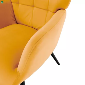 Fotel lábtartóval, sárga Velvet szövet/fekete, HABEN